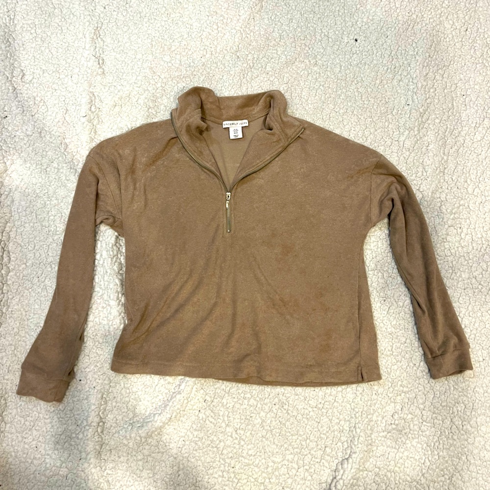 Zip up sweatshirt. Soft material. Size medium